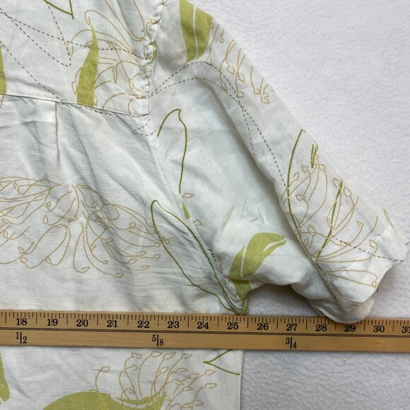 Cubavera Shirt Mens XL White Short Sleeve Floral Linen Blend Button Up - Picture 9 of 11